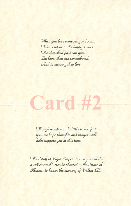Sample Sympathy card for adult